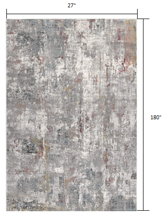 2’ x 15’ Gray and Ivory Abstract Runner Rug