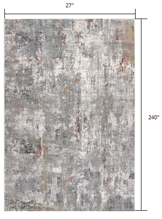 2’ x 20’ Gray and Ivory Abstract Runner Rug