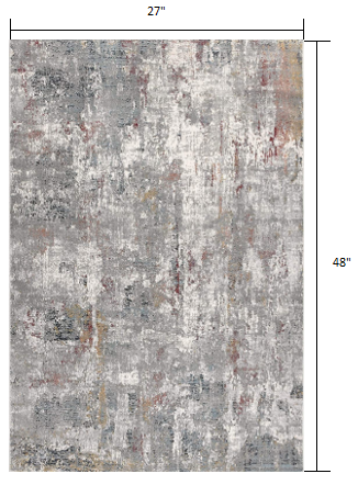 2’ x 4’ Gray and Ivory Abstract Area Rug