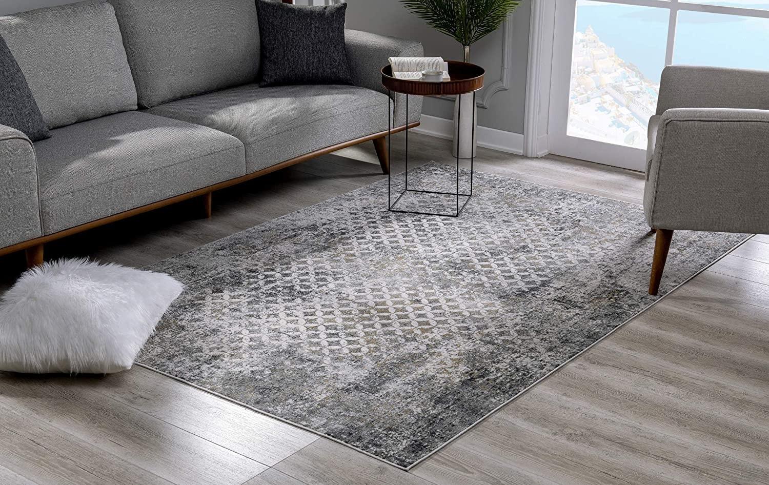 2’ x 13’ Gray and Ivory Distressed Runner Rug