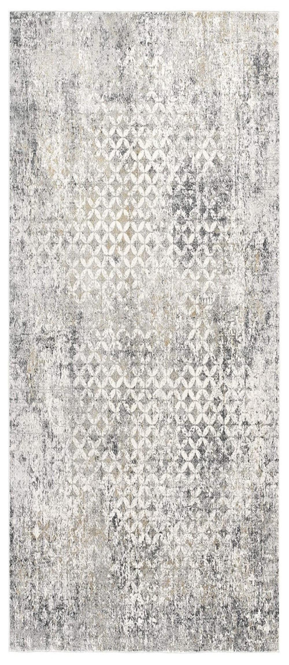 2’ x 13’ Gray and Ivory Distressed Runner Rug