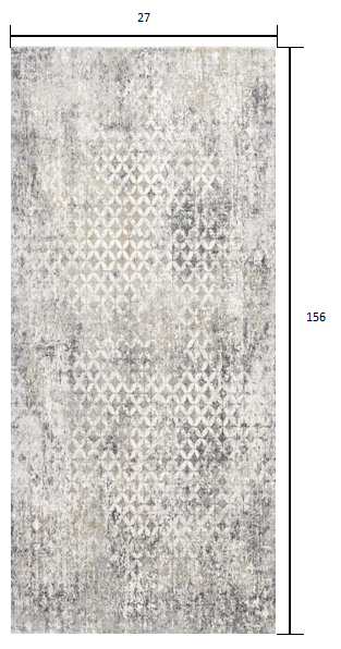 2’ x 13’ Gray and Ivory Distressed Runner Rug