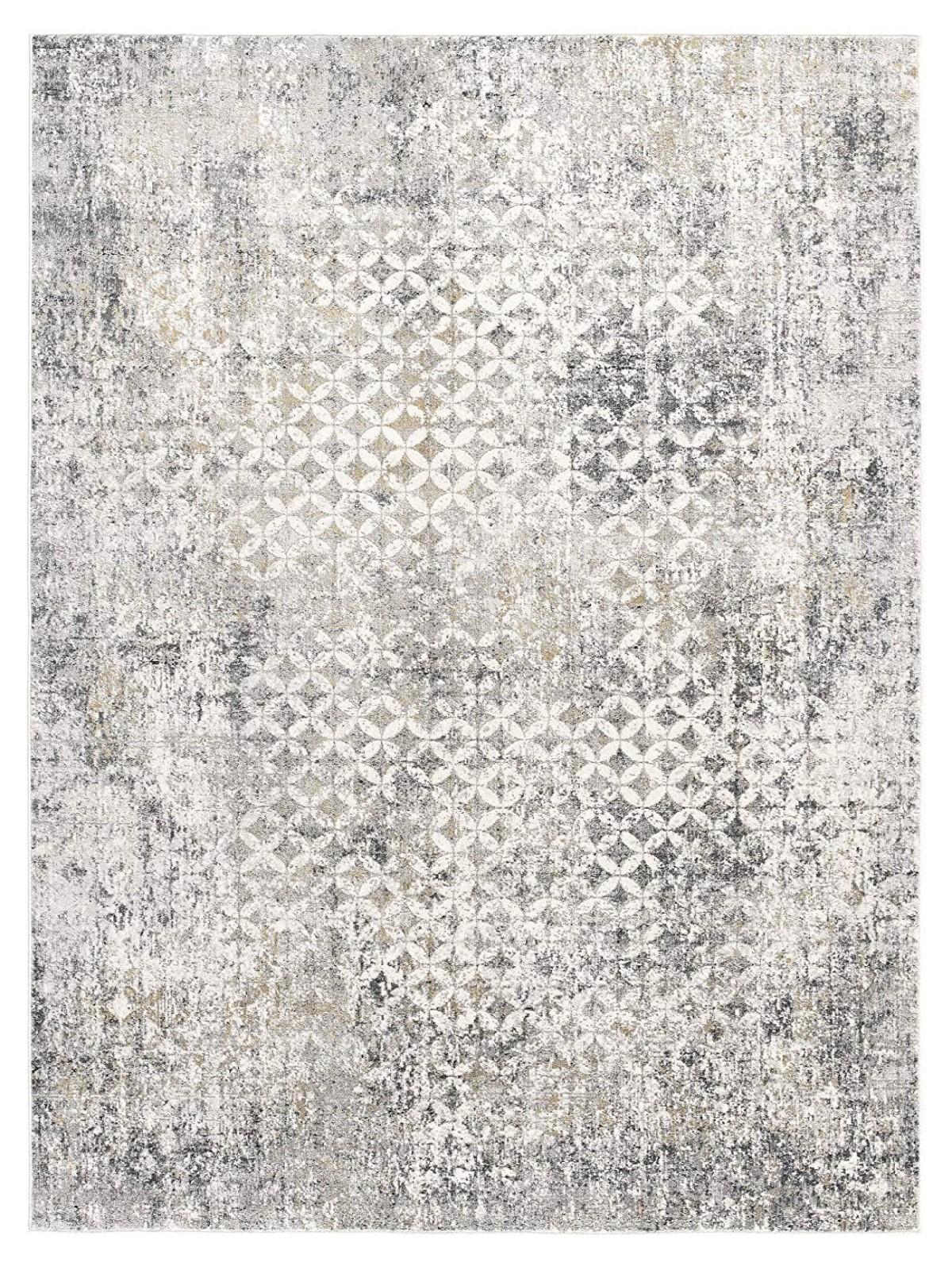 8’ x 11’ Gray and Ivory Distressed Area Rug