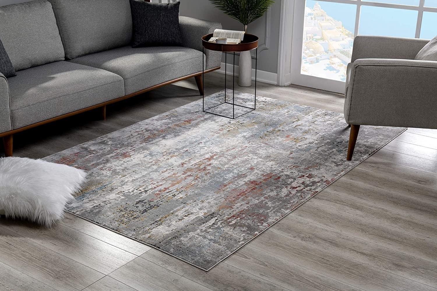 2’ x 15’ Gray Abstract Pattern Runner Rug