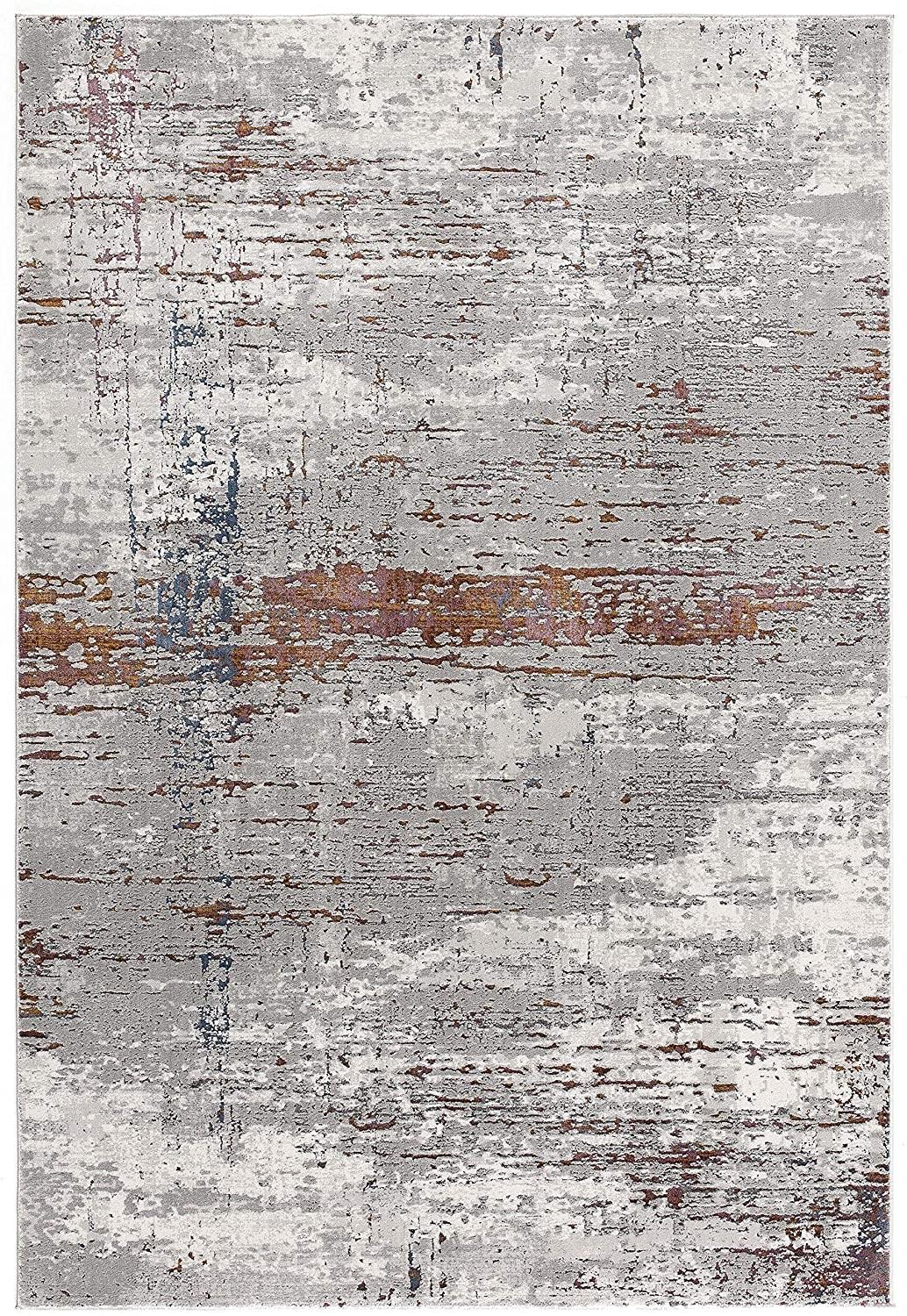 8’ x 11’ Gray and Brown Abstract Scraped Area Rug