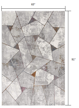 5’ x 8’ Gray Irregular Geometric Area Rug