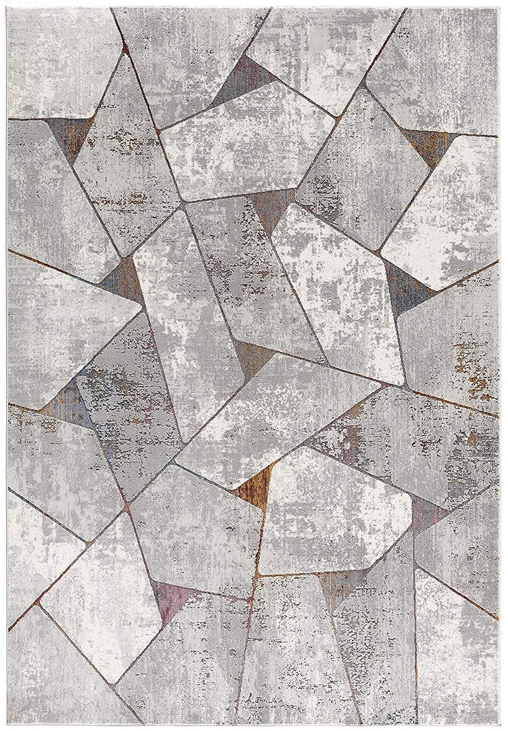 7’ x 10’ Gray Irregular Geometric Area Rug
