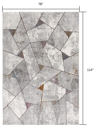 7’ x 10’ Gray Irregular Geometric Area Rug