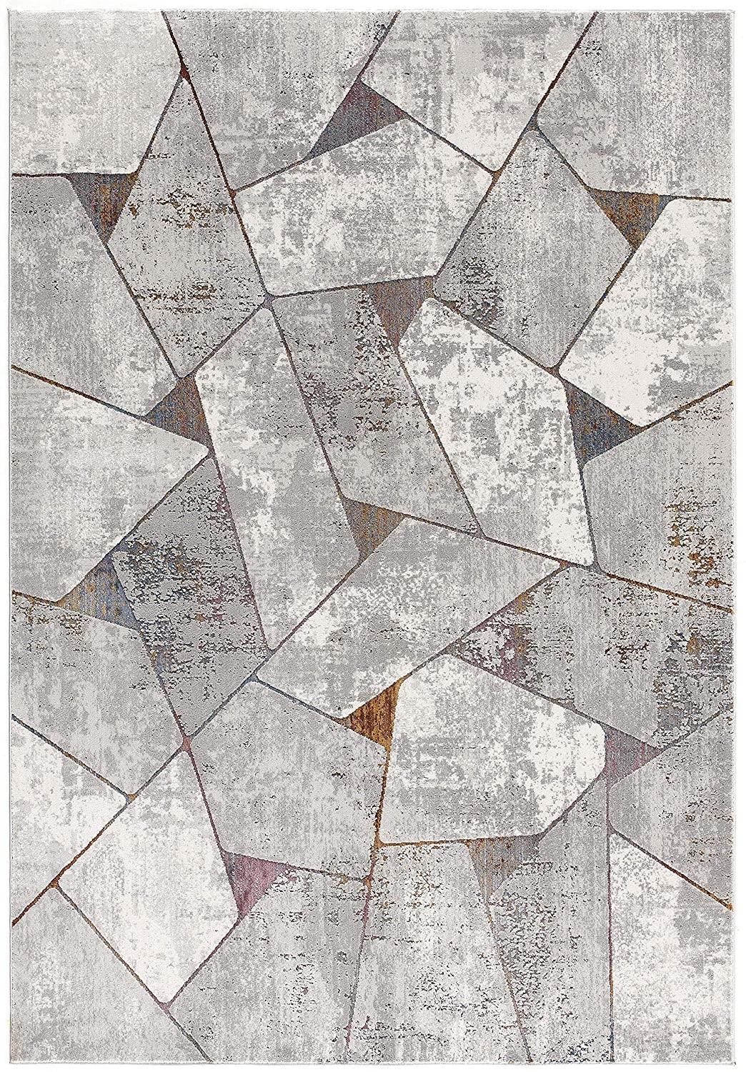 8’ x 11’ Gray Irregular Geometric Area Rug