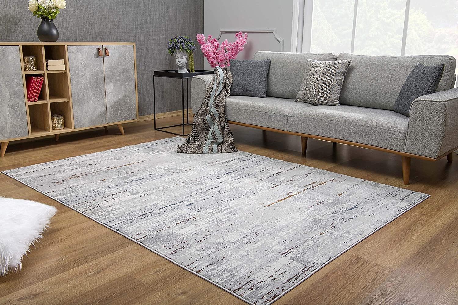 8’ x 11’ Gray Modern Distressed Area Rug