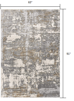 5’ x 8’ Beige and Gray Distressed Area Rug Default Title