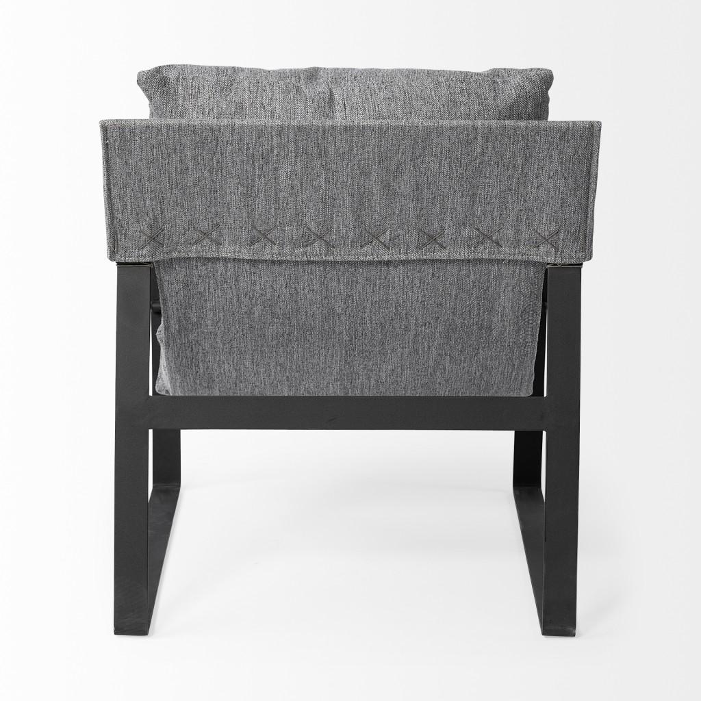 Stone Gray and Black Metal Sling Chair