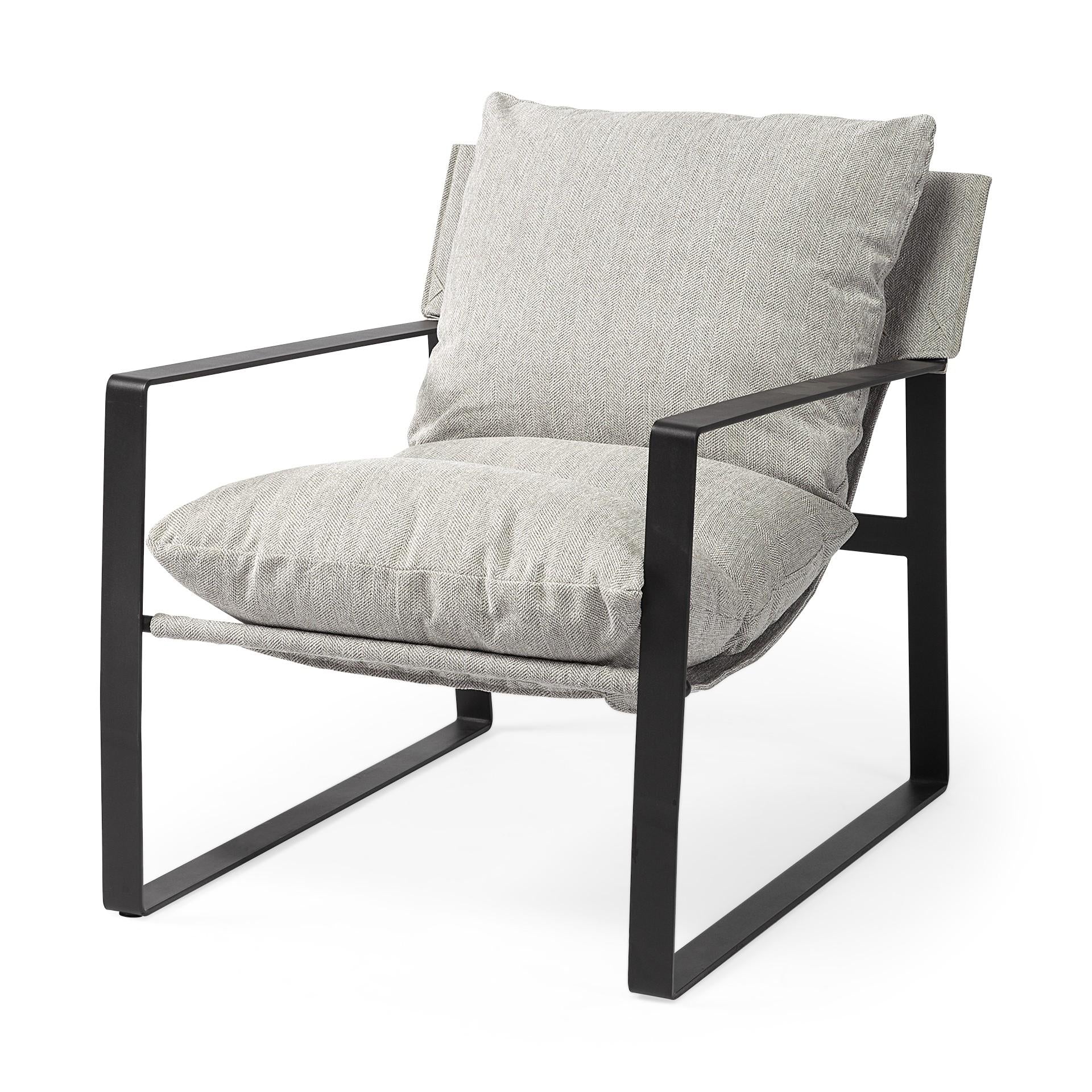 Ash Gray and Black Metal Sling Chair