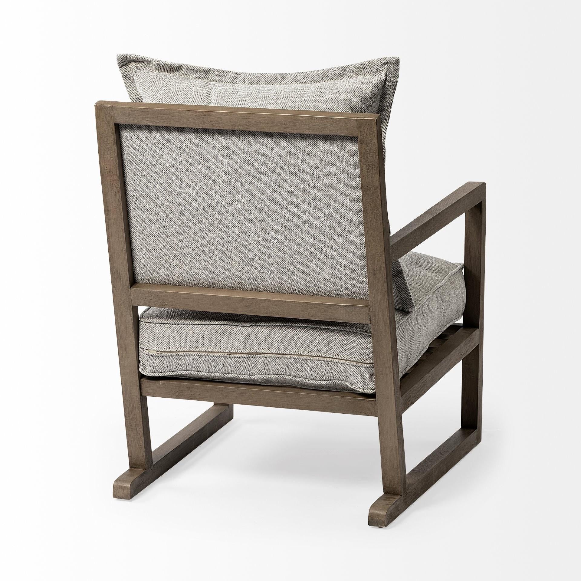 Wooden Accent Chair with Ash Gray Cushions