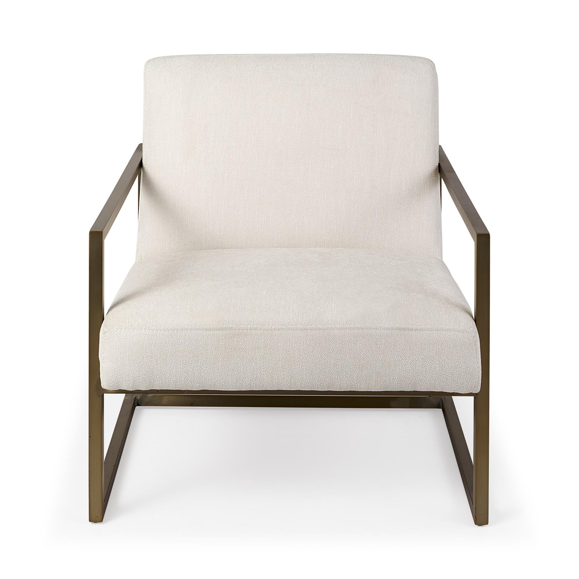 Geo Modern Cream and Gold Accent or Side Chair