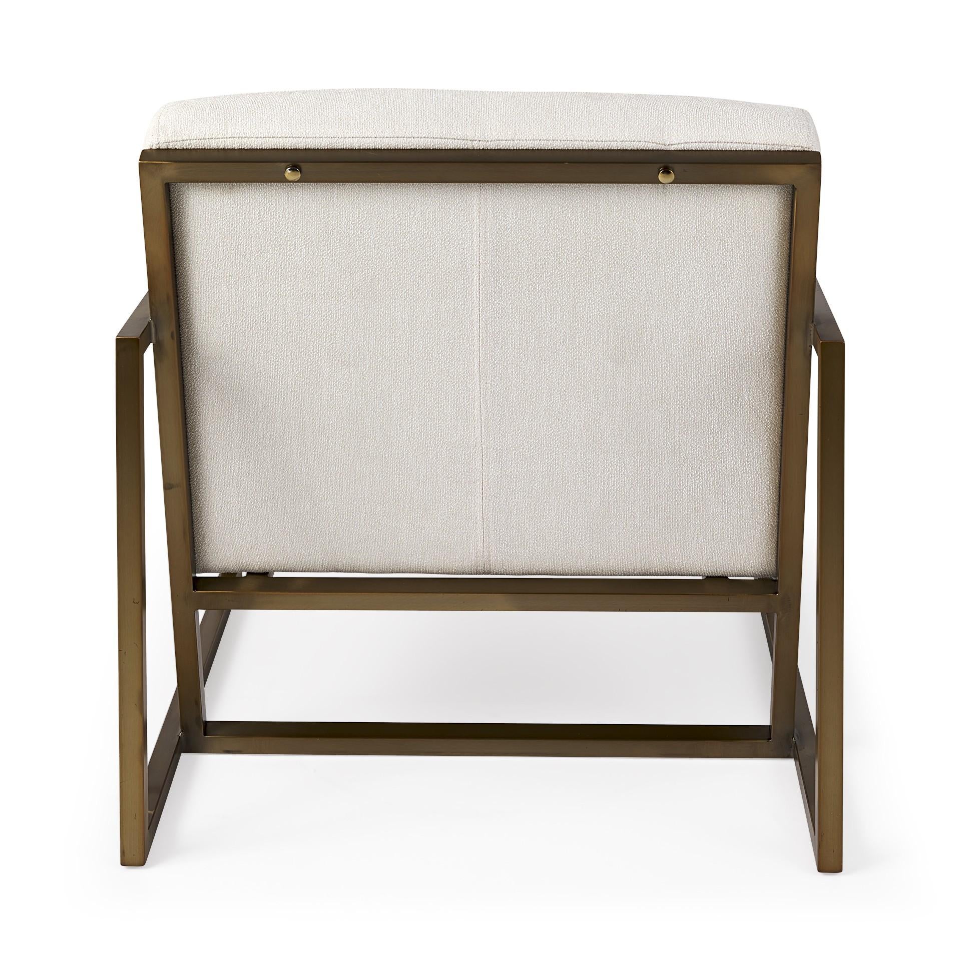 Geo Modern Cream and Gold Accent or Side Chair