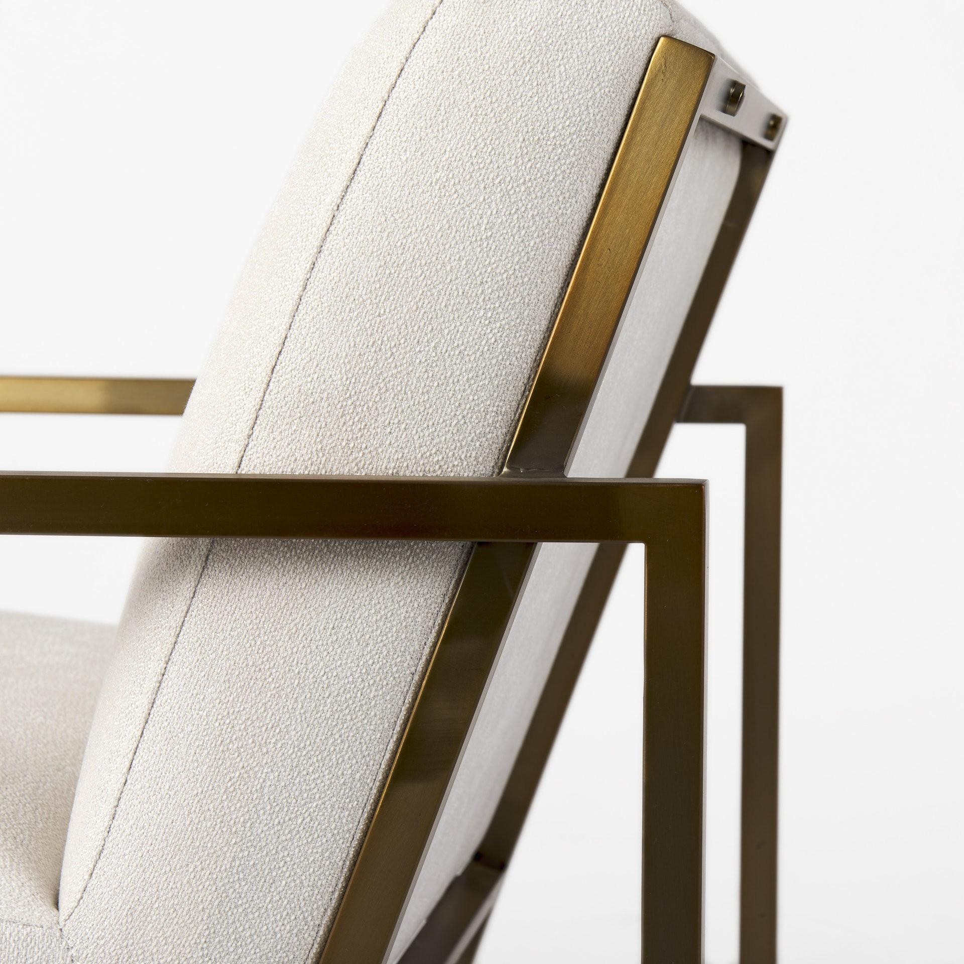 Geo Modern Cream and Gold Accent or Side Chair