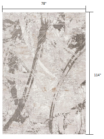 7’ x 10’ Gray and Ivory Abstract Organic Area Rug
