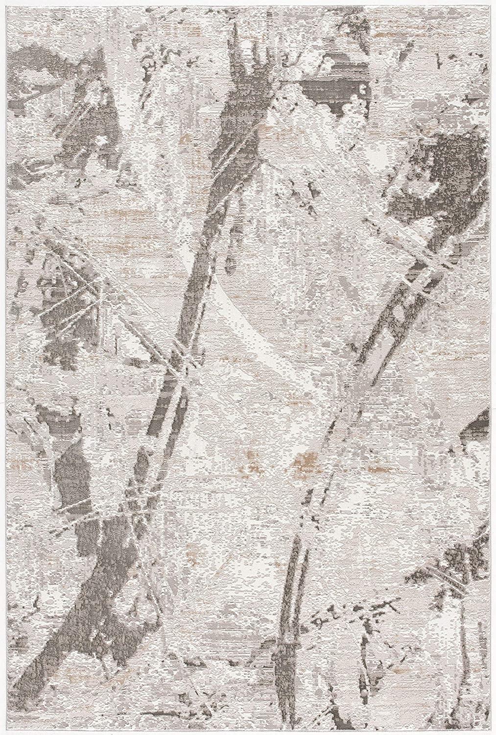 8’ x 11’ Gray and Ivory Abstract Organic Area Rug