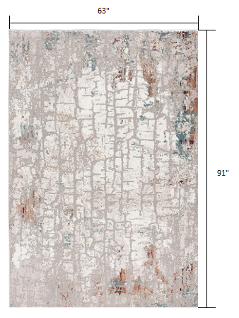 5’ x 8’ Gray and Ivory Abstract Branches Area Rug