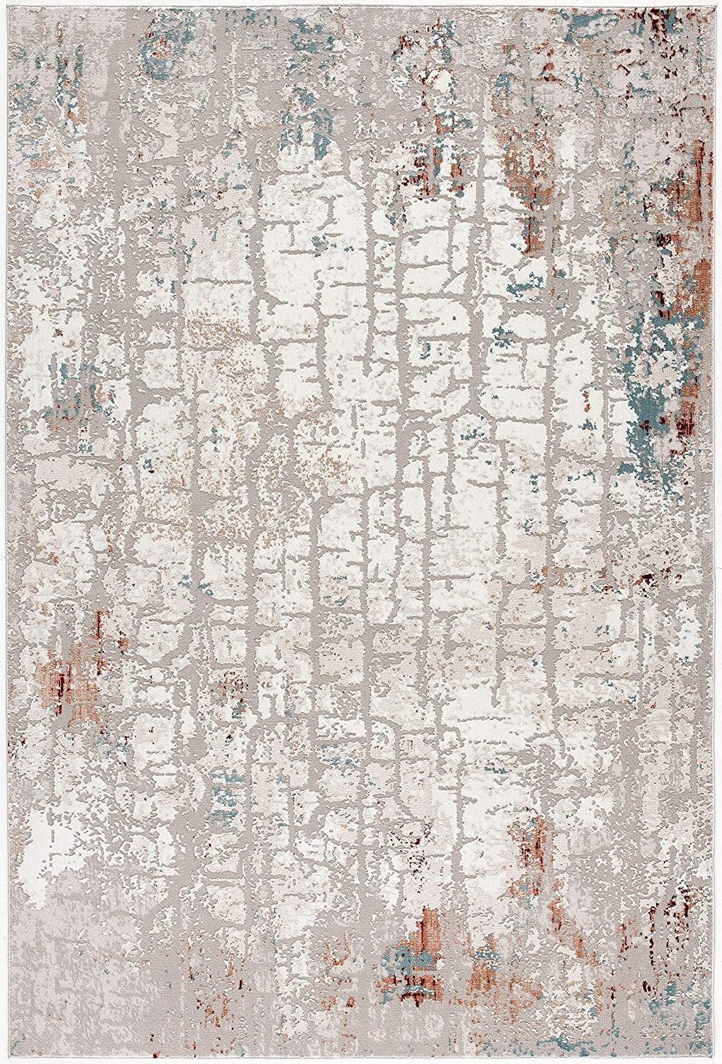 8’ x 11’ Gray and Ivory Abstract Branches Area Rug