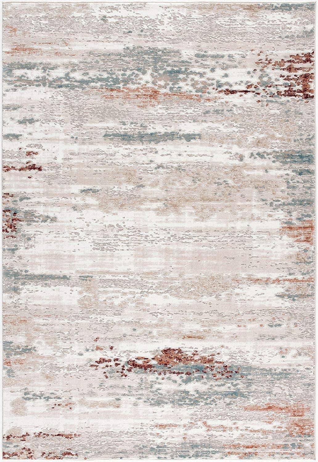 4’ x 6’ Gray and Ivory Abstract Stria Area Rug