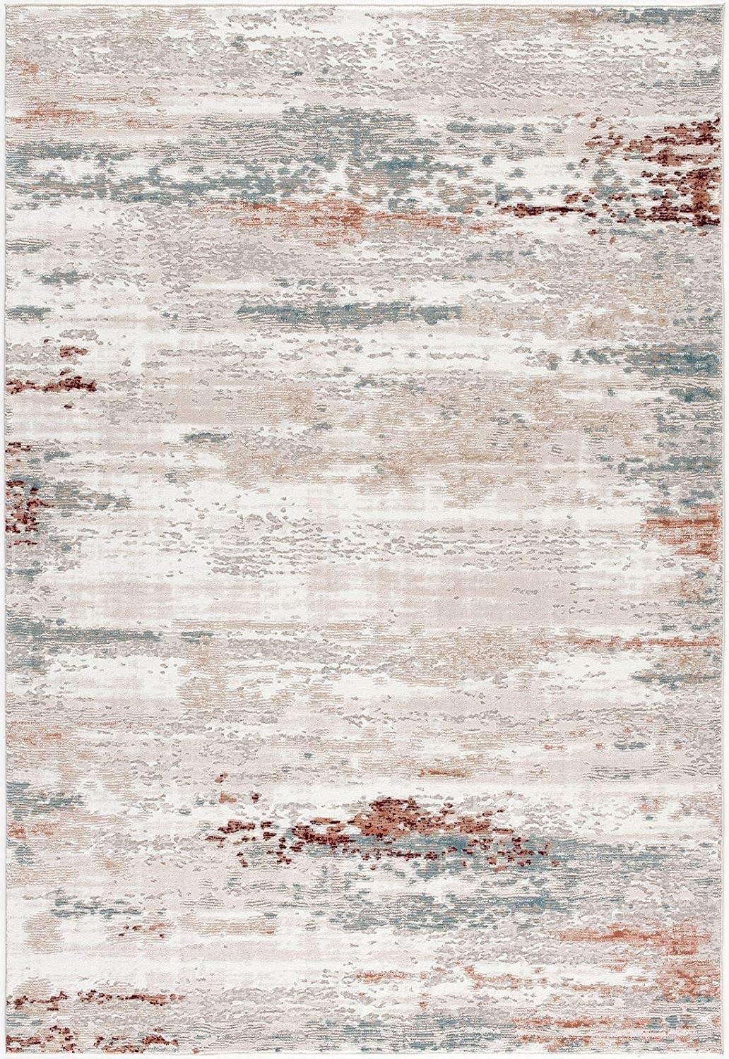 8’ x 11’ Gray and Ivory Abstract Stria Area Rug