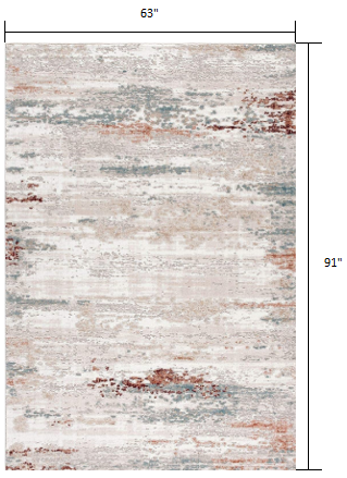 5’ x 8’ Gray and Ivory Distressed Diamonds Area Rug