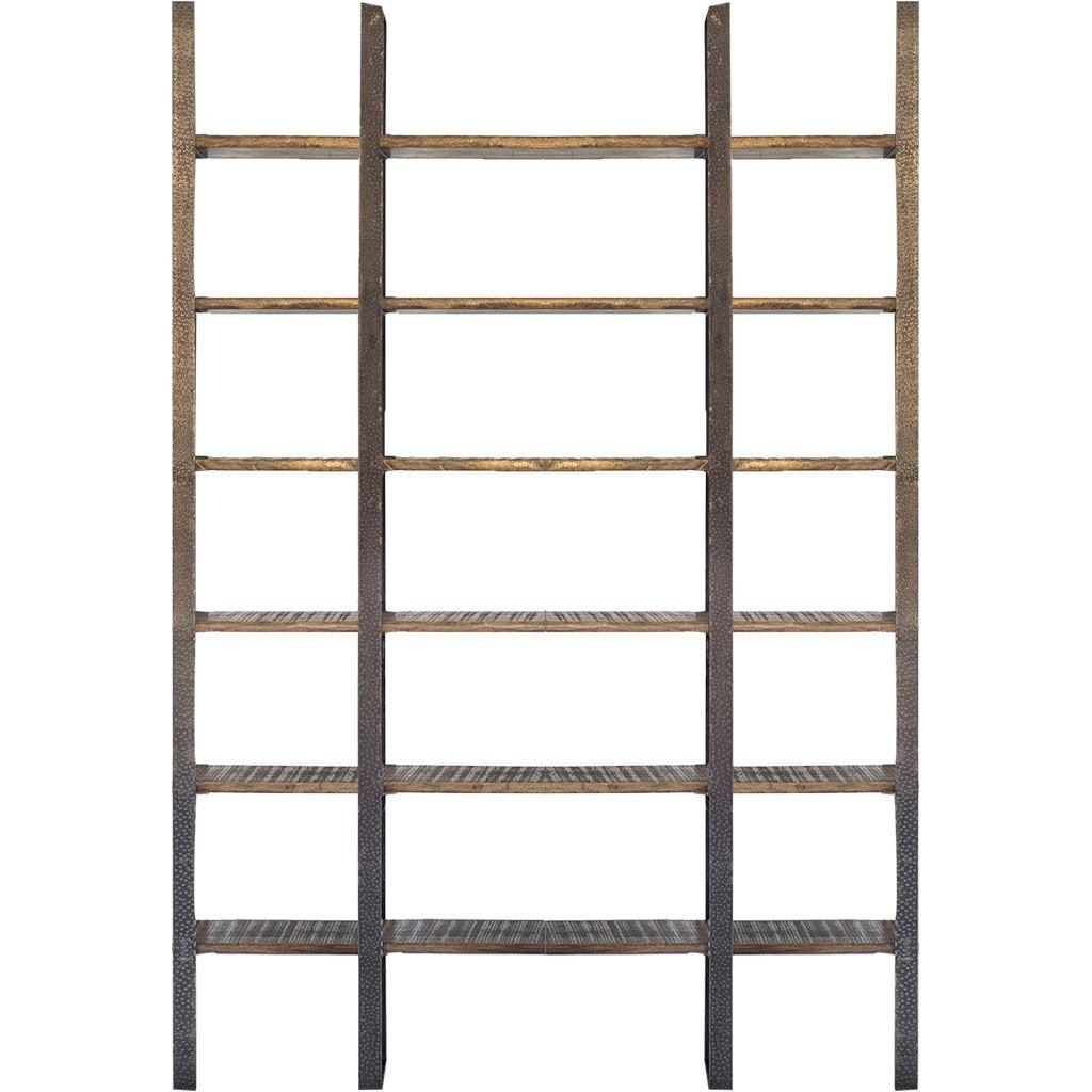 Brown Wood and Iron Six Shelf Standing Unit