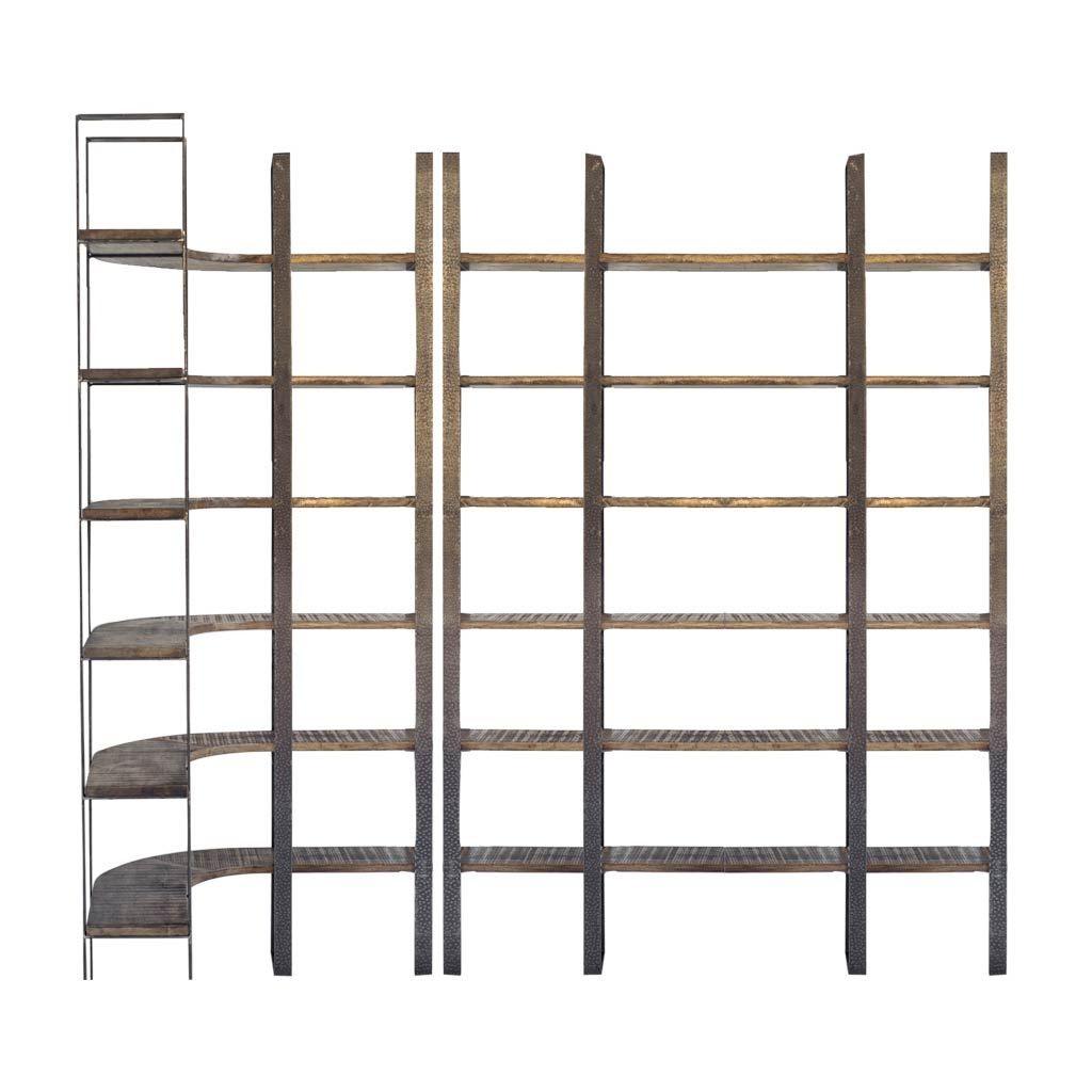 Brown Wood and Iron Six Shelf Standing Unit