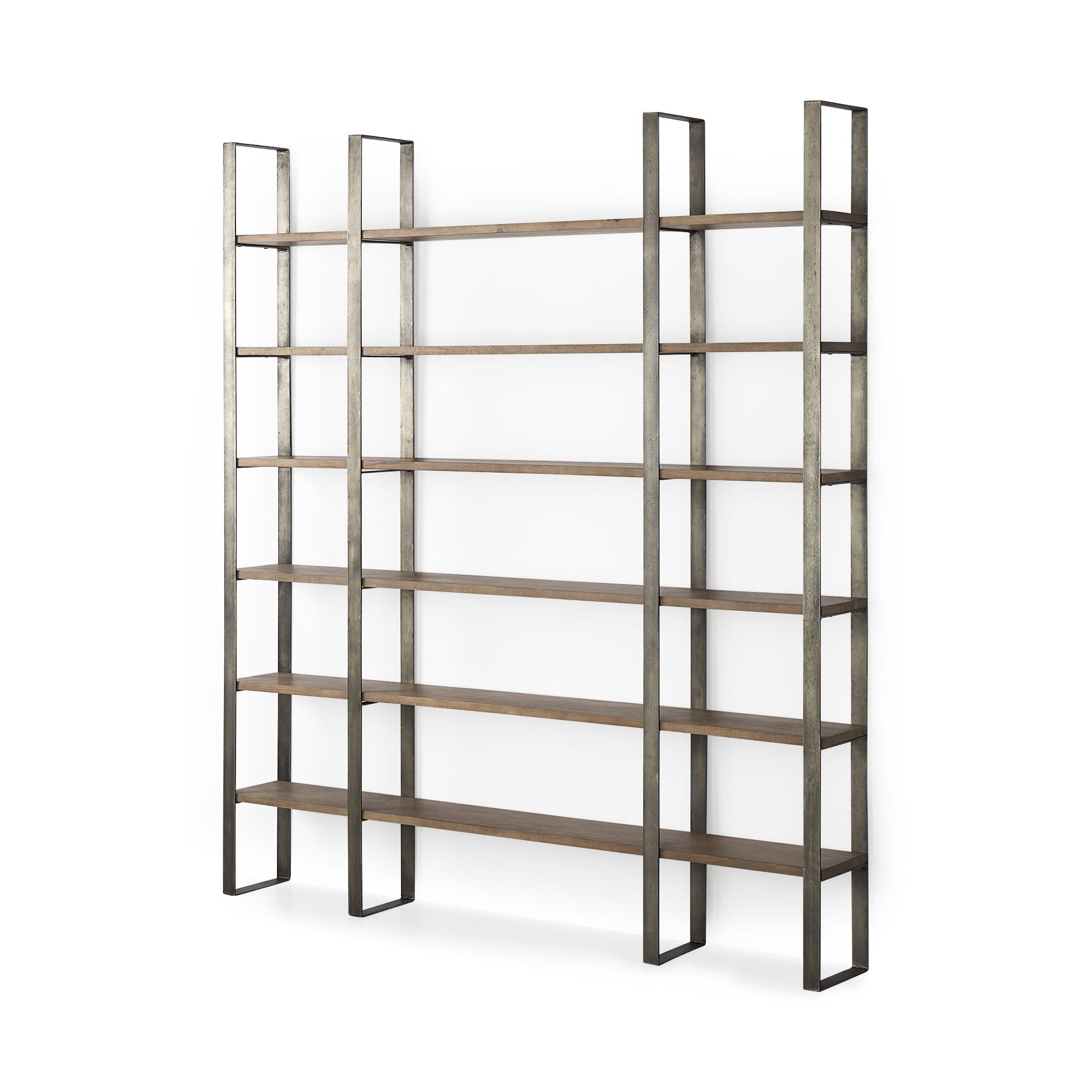 Silver Iron Framed Wooden Shelving Unit