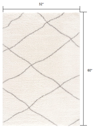 3’ x 5’ Ivory Modern Uneven Lattice Area Rug Default Title