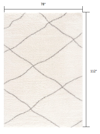 7’ x 9’ Ivory Modern Uneven Lattice Area Rug