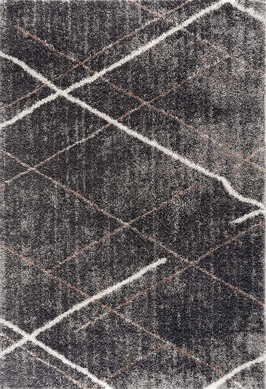 8’ x 11’ Gray Modern Distressed Lines Area Rug