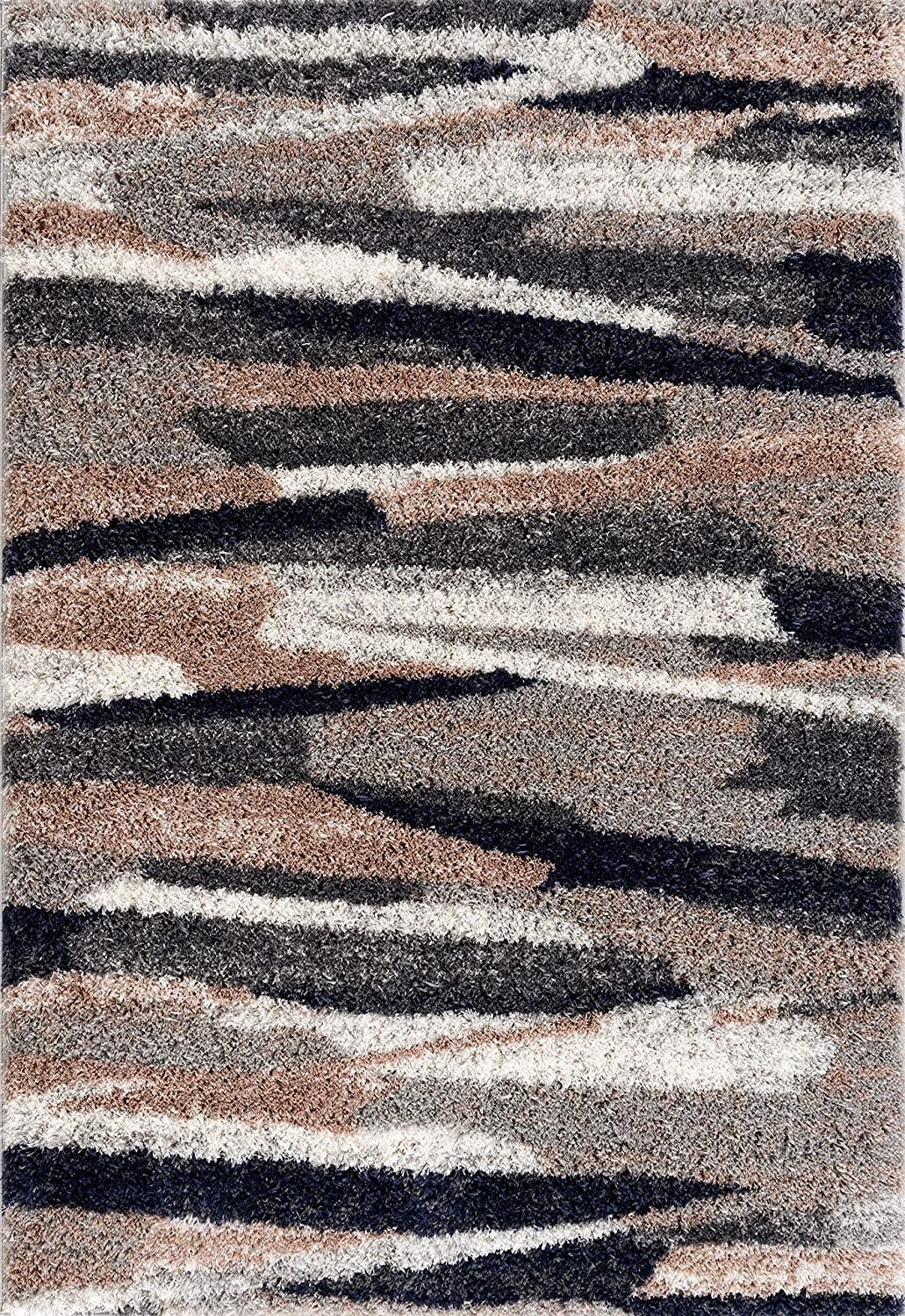 4’ x 6’ Gray and Black Strokes Area Rug