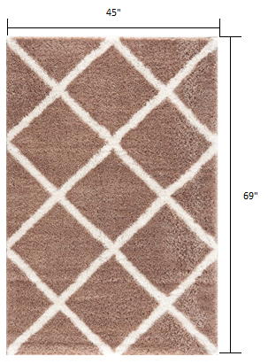 4’ x 6’ Beige and White Modern Lattice Area Rug Default Title