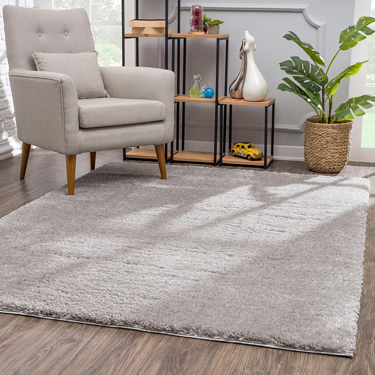 8’ x 11’ Gray Modern Solid Shag Area Rug