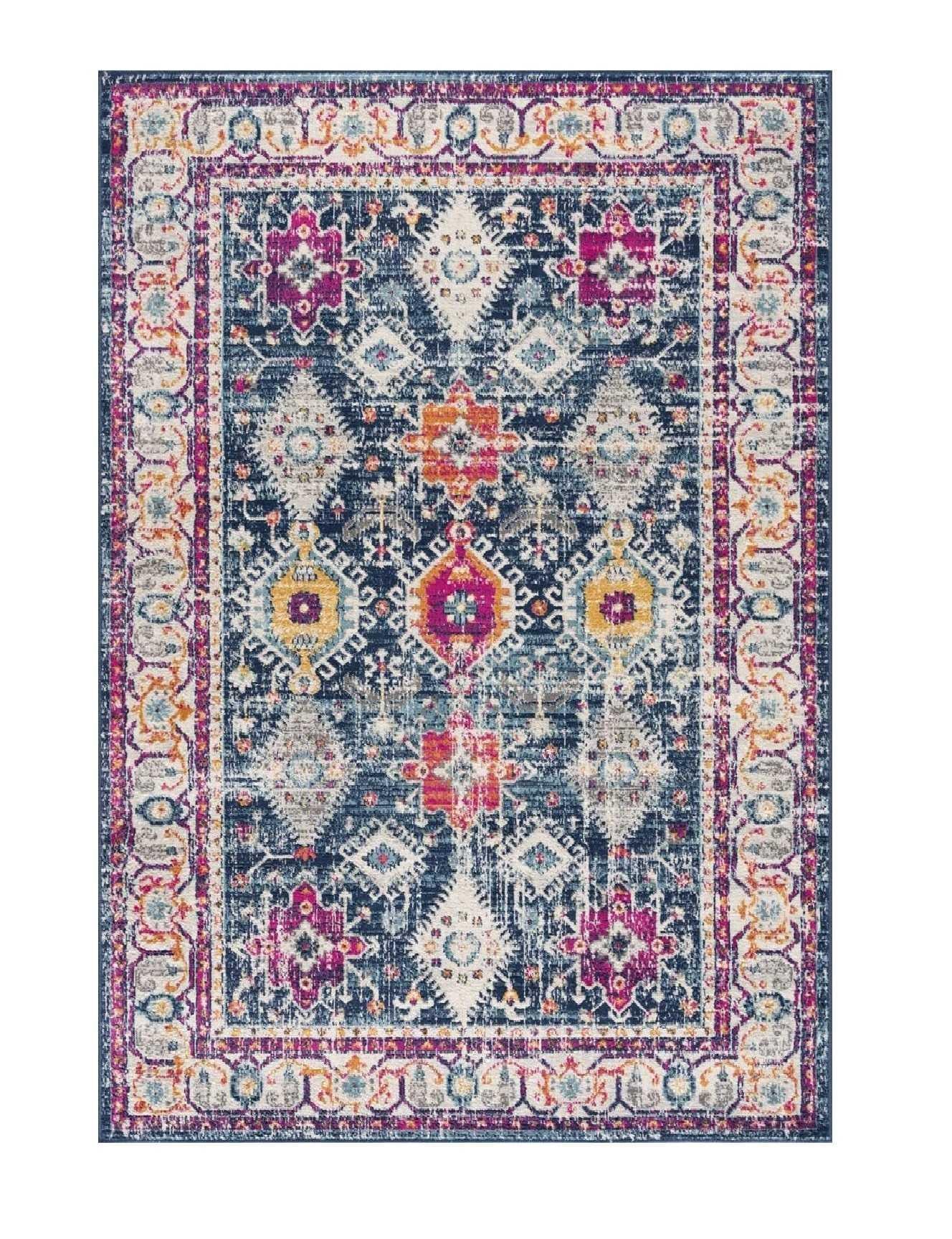 7’ x 10’ Navy Traditional Decorative Area Rug