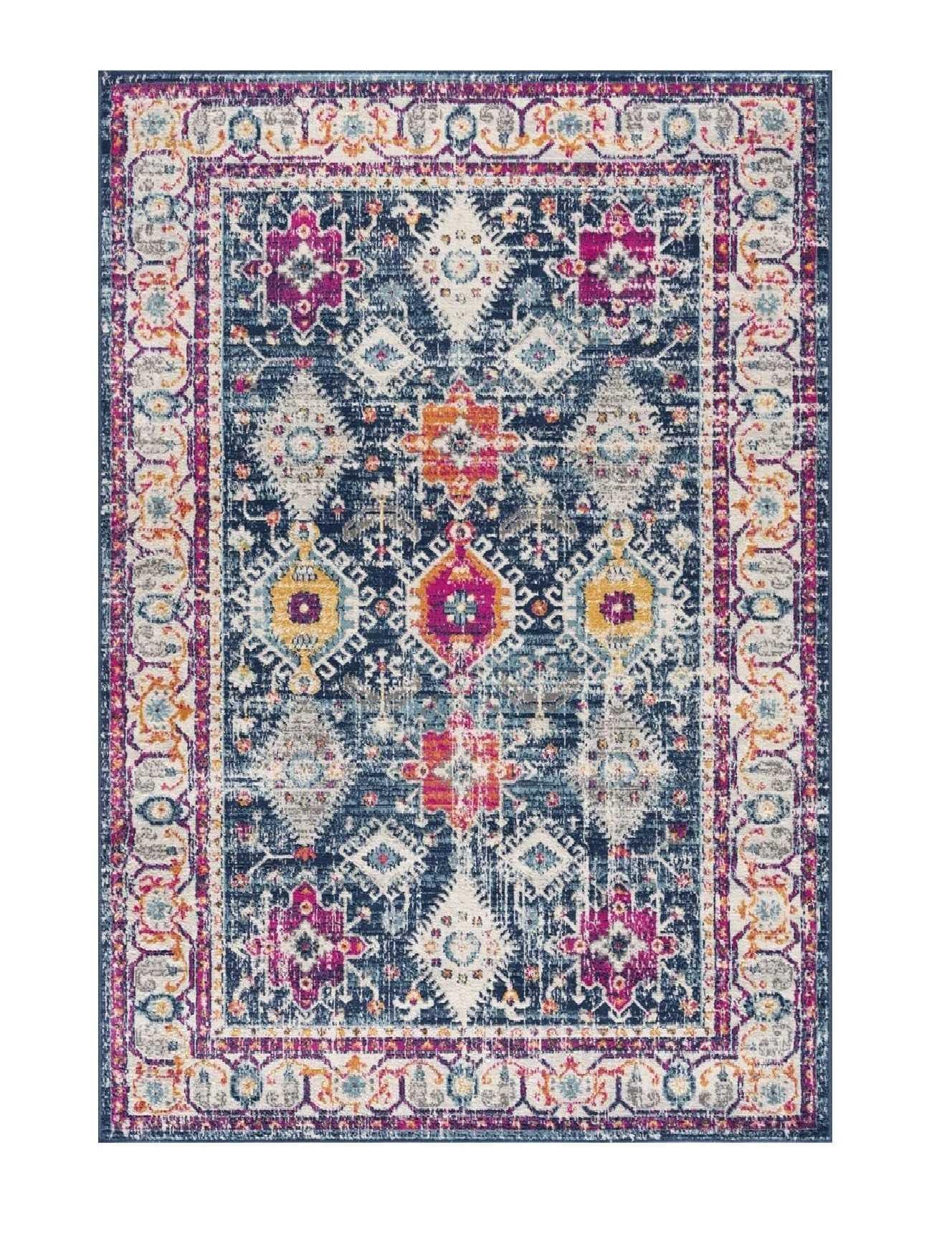 8’ x 11’ Navy Traditional Decorative Area Rug