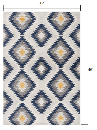 4’ x 6’ Blue and Gray Kilim Pattern Area Rug