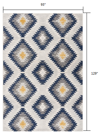 8’ x 11’ Blue and Gray Kilim Pattern Area Rug