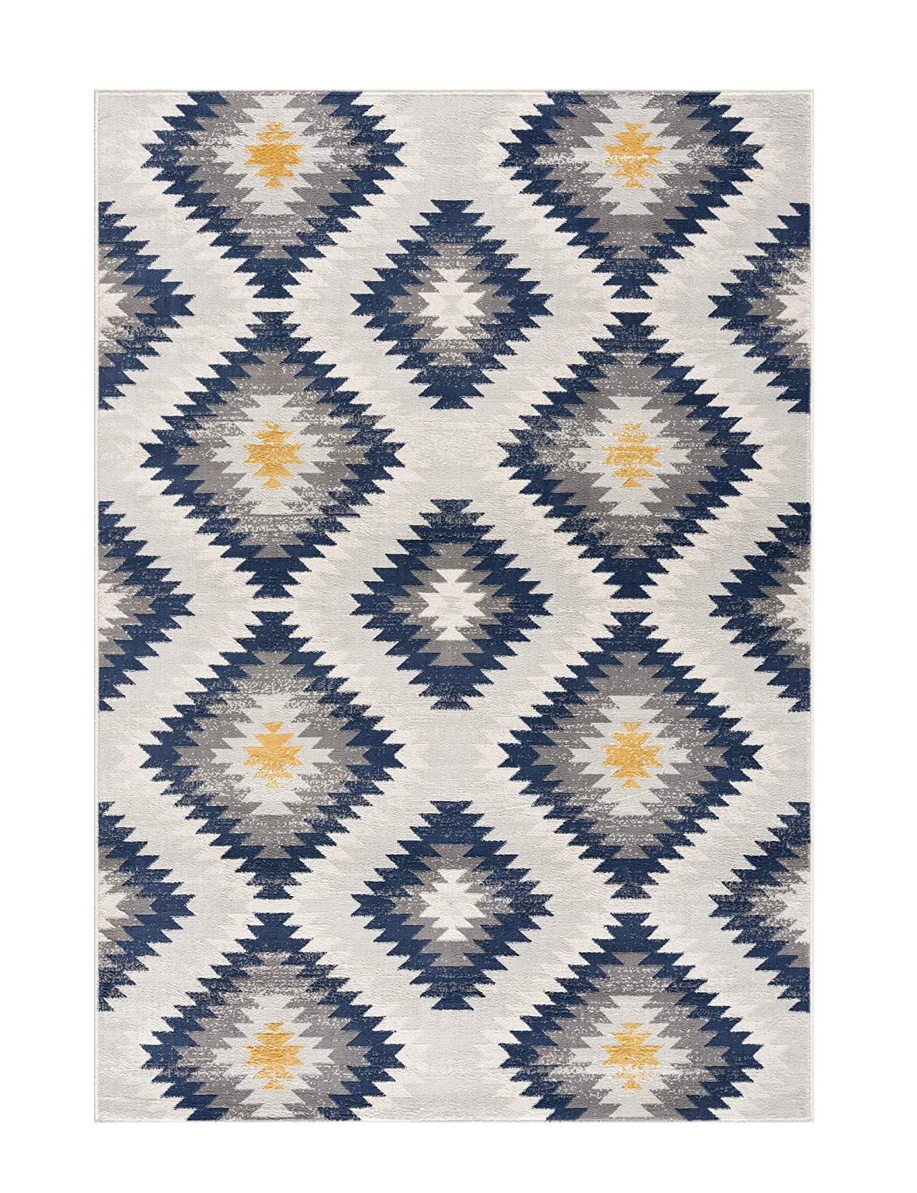 8’ x 11’ Blue and Gray Kilim Pattern Area Rug