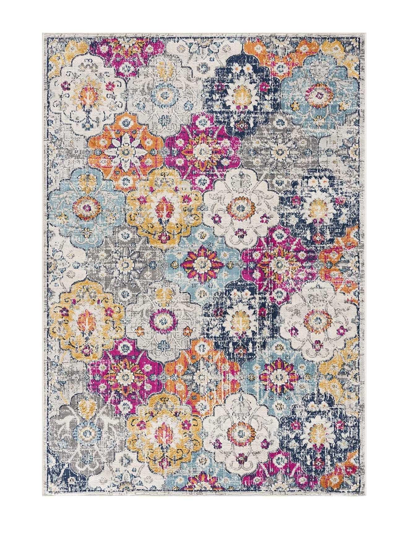 2’ x 4’ Rust Distressed Floral Area Rug