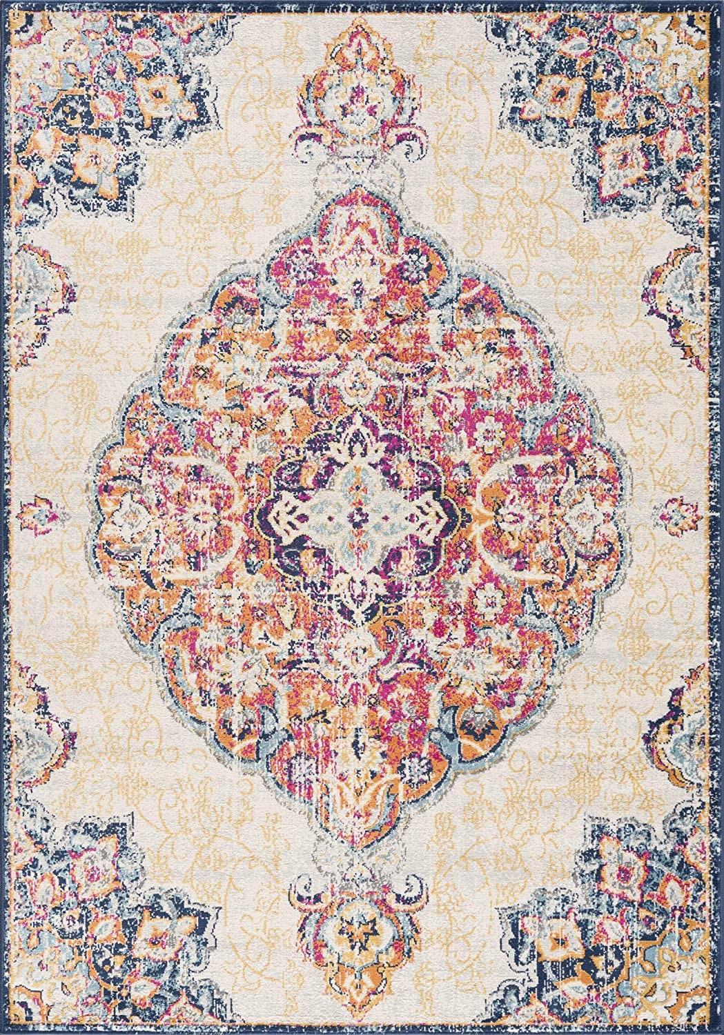 2’ x 13’ Cream Decorative Medallion Runner Rug