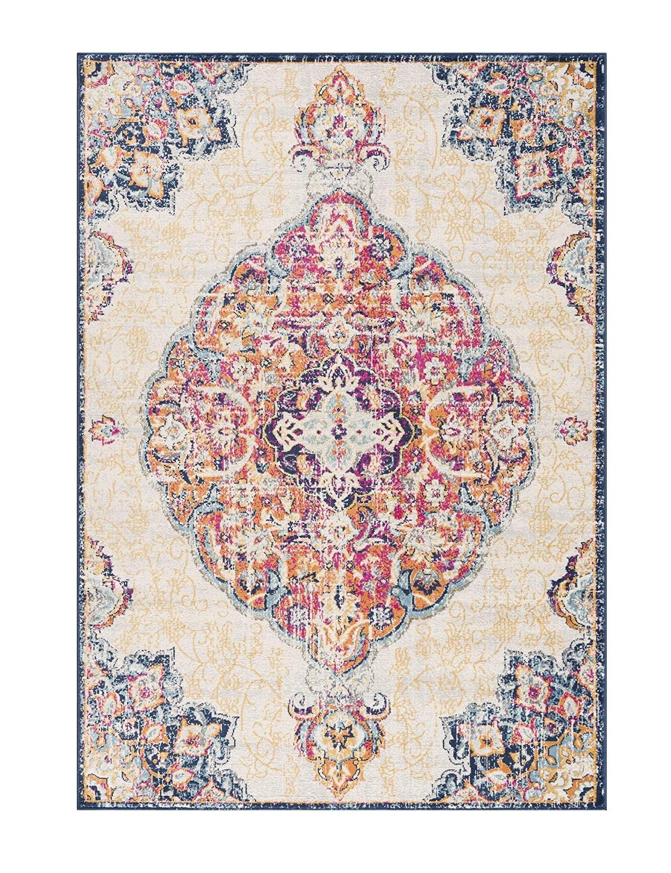 2’ x 13’ Cream Decorative Medallion Runner Rug