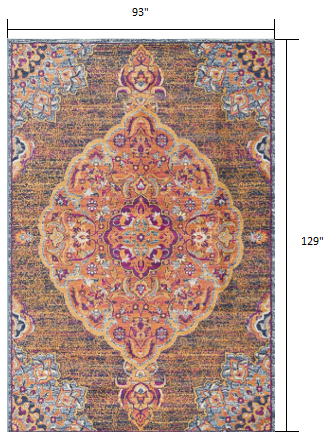 8’ x 11’ Rustic Orange Medallion Area Rug