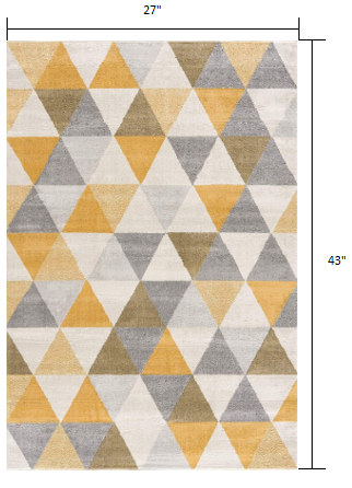 2’ x 4’ Yellow Triangular Lattice Area Rug