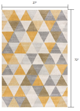 2’ x 6’ Yellow Triangular Lattice Area Rug