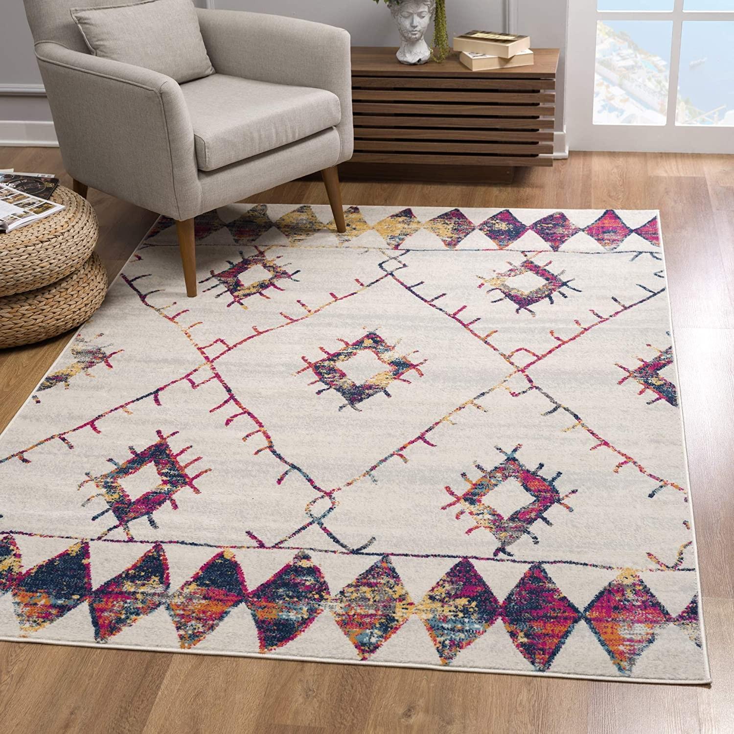 9’ x 13’ White Berber Pattern Area Rug