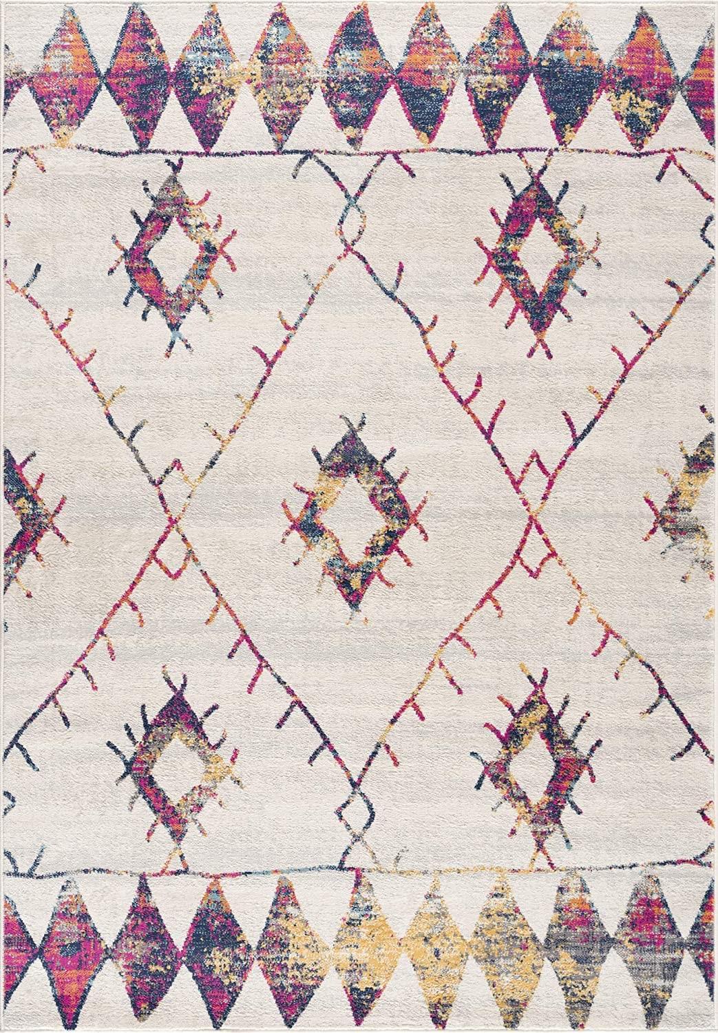 9’ x 13’ White Berber Pattern Area Rug